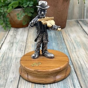 ⭐️Ron Lee Fine Pewter Band Collection Hobo Clown Figurine on Base Violin Player